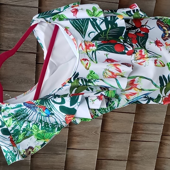 COPY - Swimsuit off one shoulder tropical - Picture 5 of 6